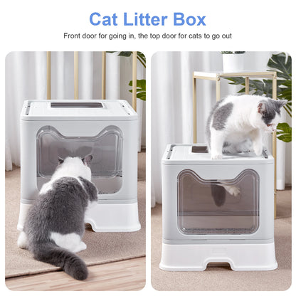 Foldable Cat Litter Box with Lid: Compact & Efficient 4Leegs™