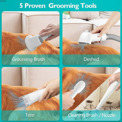 Quiet Pet Grooming Vacuum Kit: 2.3L Powerful Suction Dog Clippers & Hair Remover