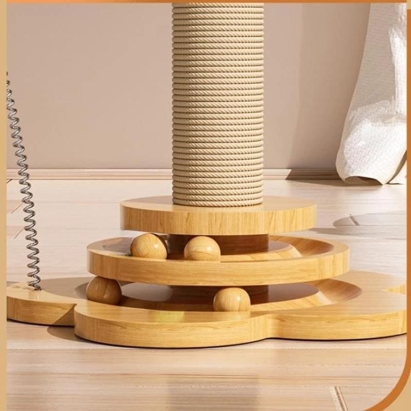 Wood Cat Turntable Toy: Sisal Scratcher with Play Balls 4Leegs™