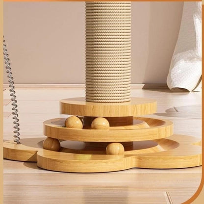 Wood Cat Turntable Toy: Sisal Scratcher with Play Balls 4Leegs™