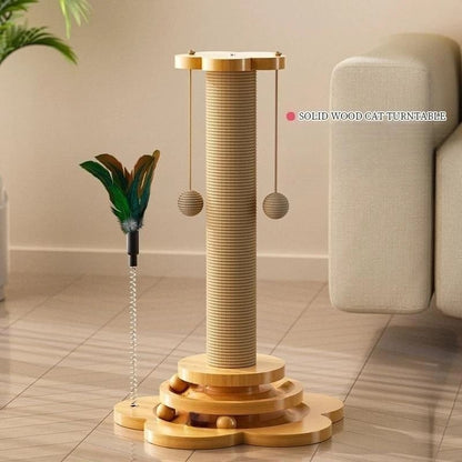 Wood Cat Turntable Toy: Sisal Scratcher with Play Balls 4Leegs™