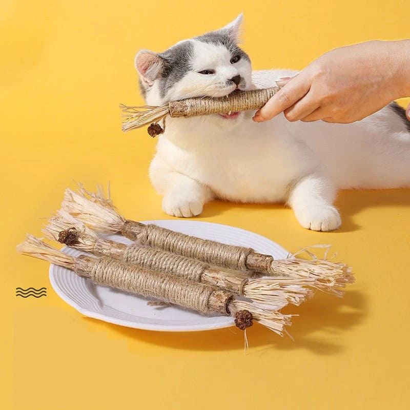 Cat Chew Stick: Silvervine og Hemp Rope — Teeth Cleaning Toy 4Leegs™