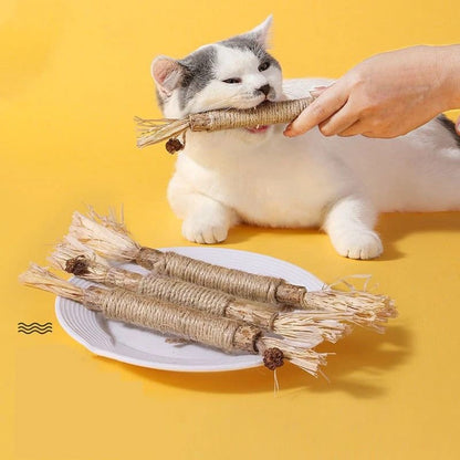 Cat Chew Stick: Silvervine og Hemp Rope — Teeth Cleaning Toy 4Leegs™