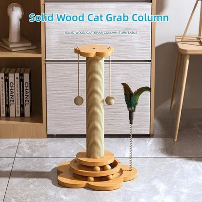 Wood Cat Turntable Toy: Sisal Scratcher with Play Balls 4Leegs™