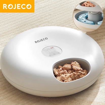 ROJECO 6-Meal Automatic Cat Feeder: Smart Dispenser for Wet & Dry Food