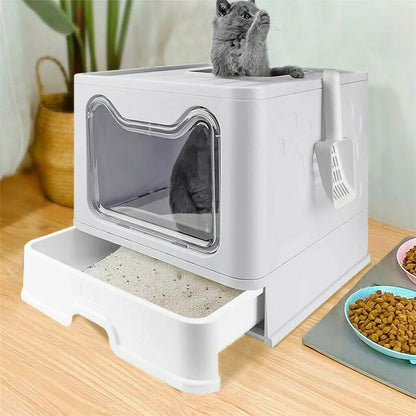 Foldable Cat Litter Box with Lid: Compact & Efficient 4Leegs™